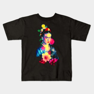 Frida Kahlo Geisha Portrait Kids T-Shirt